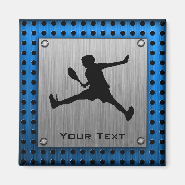 Brushed Aluminum look Tennis Magnet (Front)