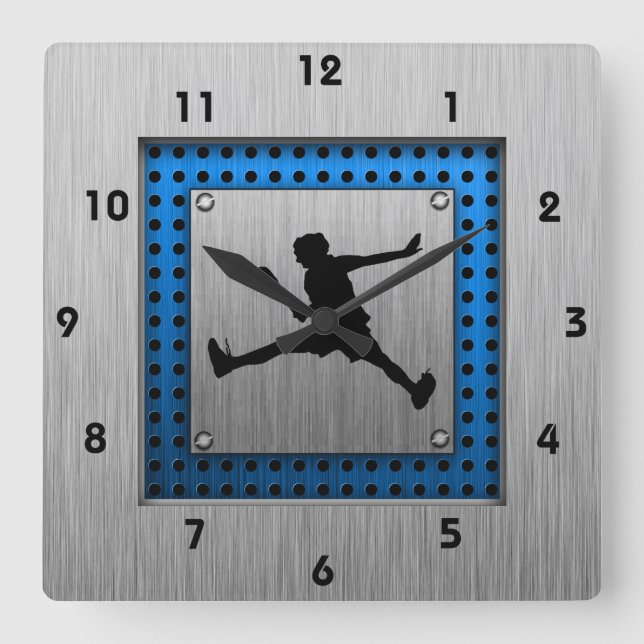 Brushed Aluminum look Tennis Square Wall Clock (Front)