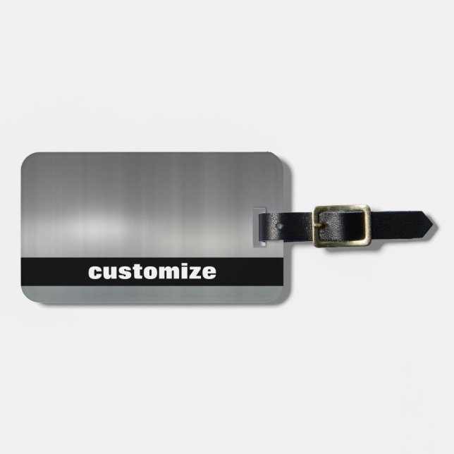 Brushed Aluminum Luggage Tag (Front Horizontal)