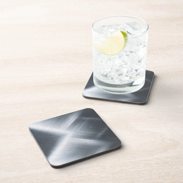 Brushed Aluminum Macro Texture Beverage Coaster (Right Side)