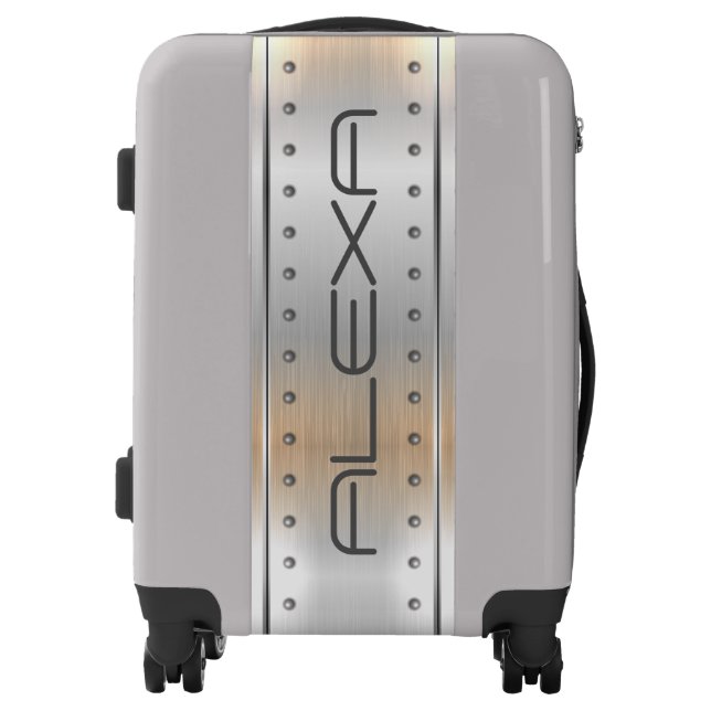 Brushed Aluminum masculine geometric design Luggage (Front)