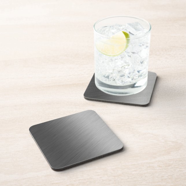 Brushed Aluminum Metal Look Beverage Coaster (Right Side)