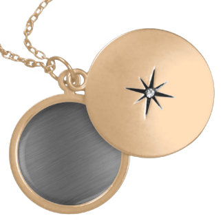 Brushed Aluminum Metal Look Locket Necklace