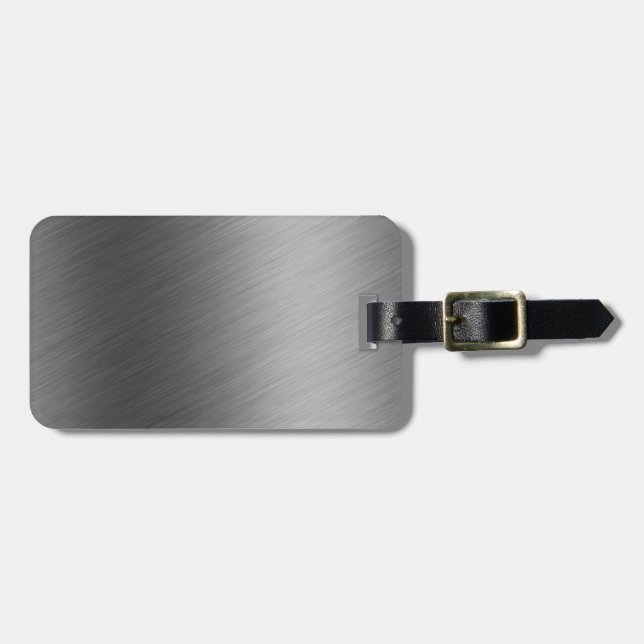 Brushed Aluminum Metal Look Luggage Tag (Front Horizontal)