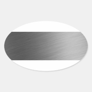 Brushed Aluminum Metal Look Oval Sticker