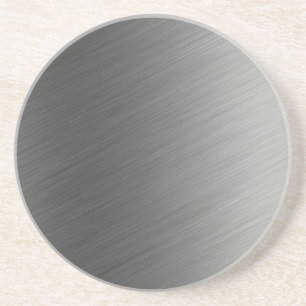Brushed Aluminum Metal Look Sandstone Coaster