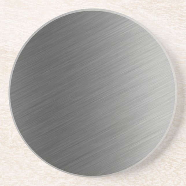 Brushed Aluminum Metal Look Sandstone Coaster (Front)