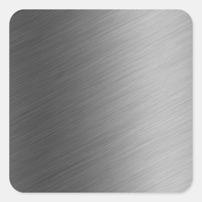 Brushed Aluminum Metal Look Square Sticker (Front)