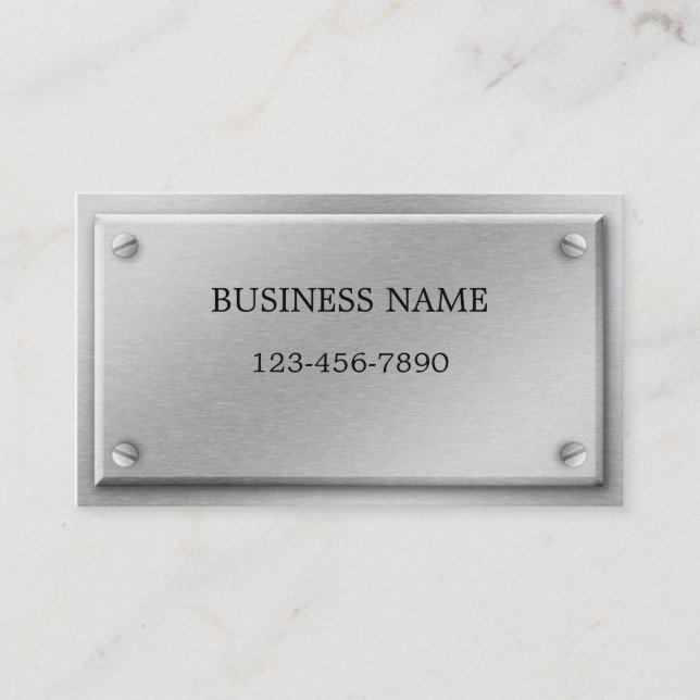 Brushed Aluminum Metal Plate Business Card (Front)