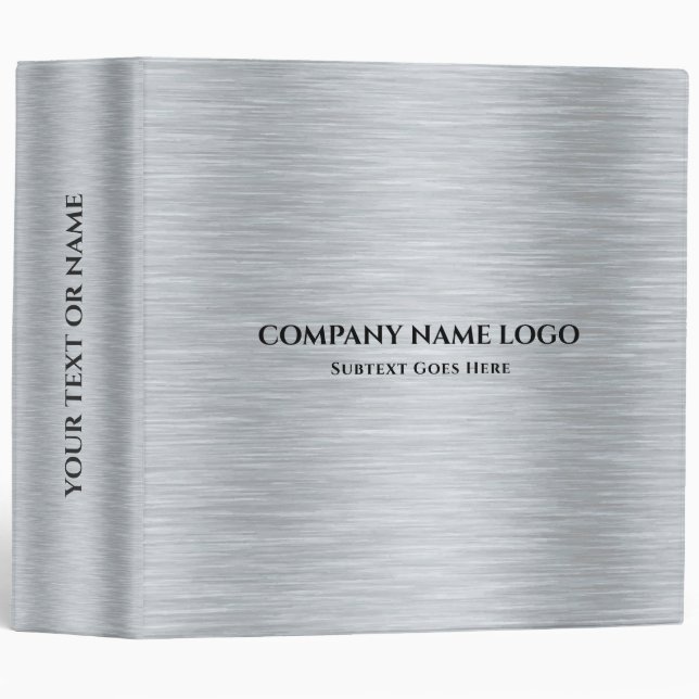 Brushed Aluminum Metallic Texture Print 3 Ring Bin 3 Ring Binder (Front/Spine)