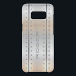 Brushed aluminum silver-gray geometric design uncommon samsung galaxy s8 case<br><div class="desc">Image of metallic silver-gray brushed aluminum background modern geometric design with cool masculine accents. 
Optional monogram.</div>