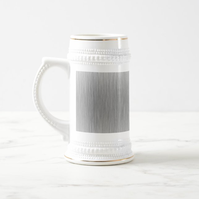 Brushed Aluminum Stainless Steel Textured Beer Stein (Left)