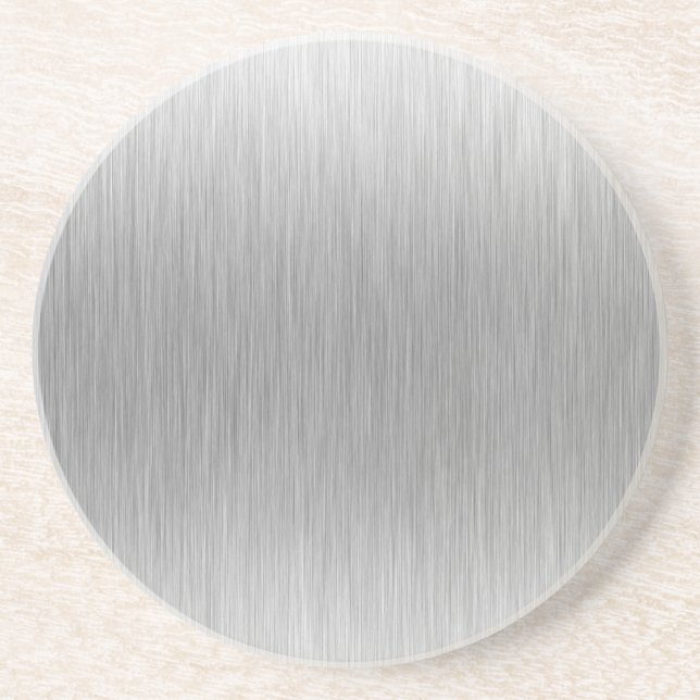 Brushed Aluminum Stainless Steel Textured Coaster (Front)