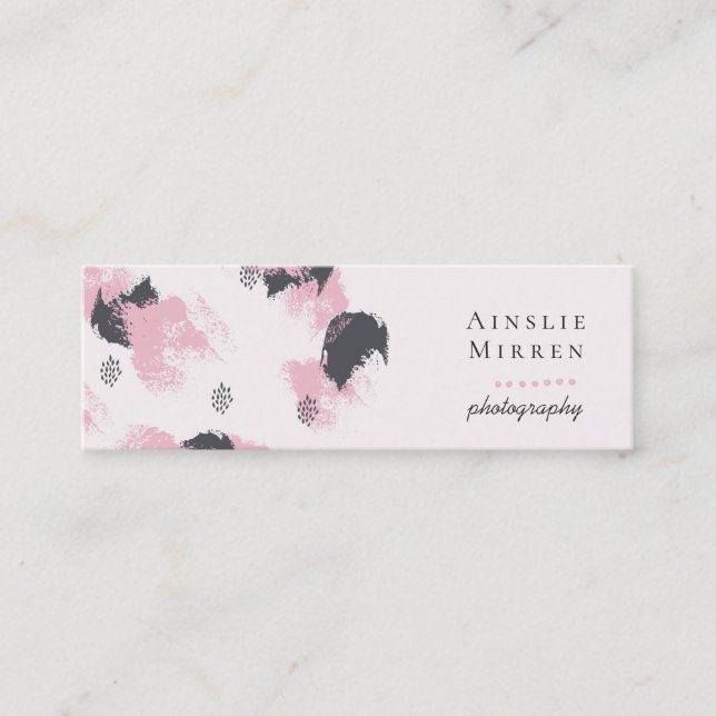 Brushed Blush Abstract Mini Business Card (Front)