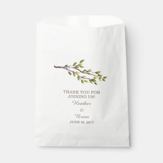 Brushed Branches Wedding Favor Bags (Front)