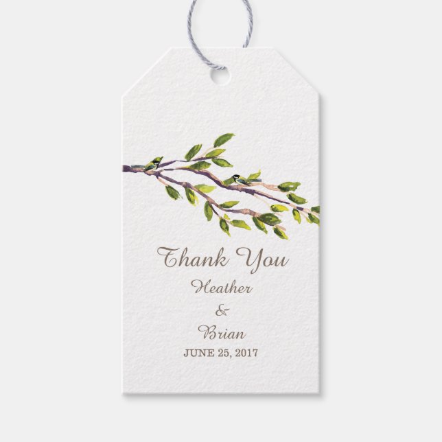 Brushed Branches Wedding Gift Tags (Front)