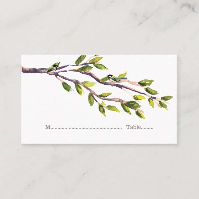 Brushed Branches Wedding Place Cards (Front)