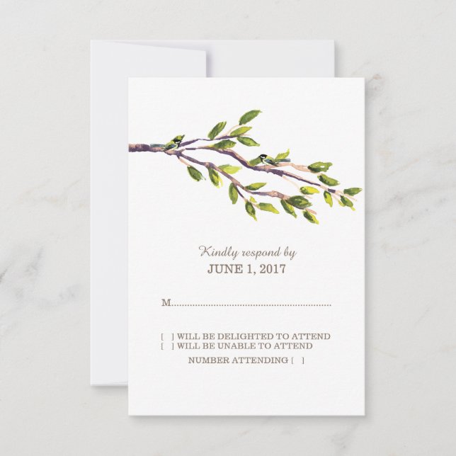 Brushed Branches Wedding Response Card (Front)