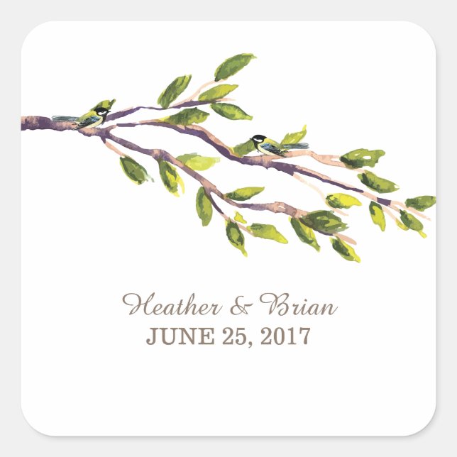 Brushed Branches Wedding Stickers (Front)