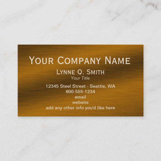 Brushed Bronze Elegant Business Card (Front)