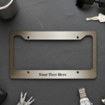 Brushed Bronze metal Look Metallic Custom Text License Plate Frame