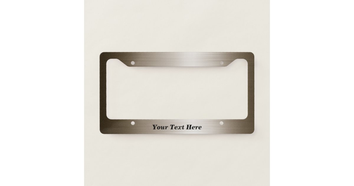Brushed Bronze metal Look Metallic Custom Text License Plate Frame