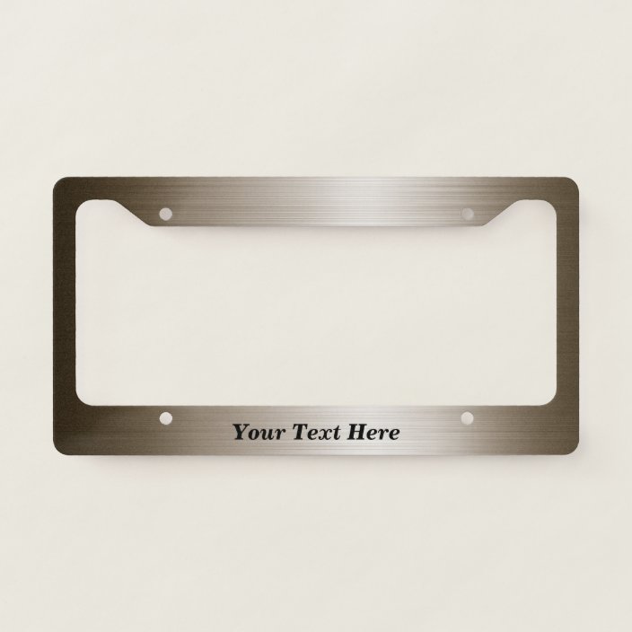 Brushed Bronze metal Look Metallic Custom Text License Plate Frame