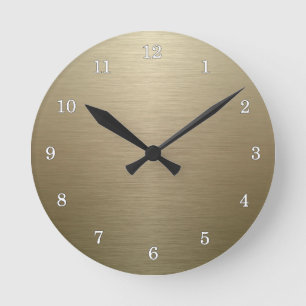 Brushed Bronze Round Clock