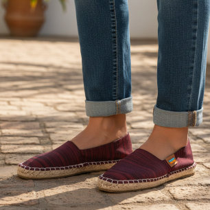 Brushed Burgundy Black Textured Pattern Espadrilles