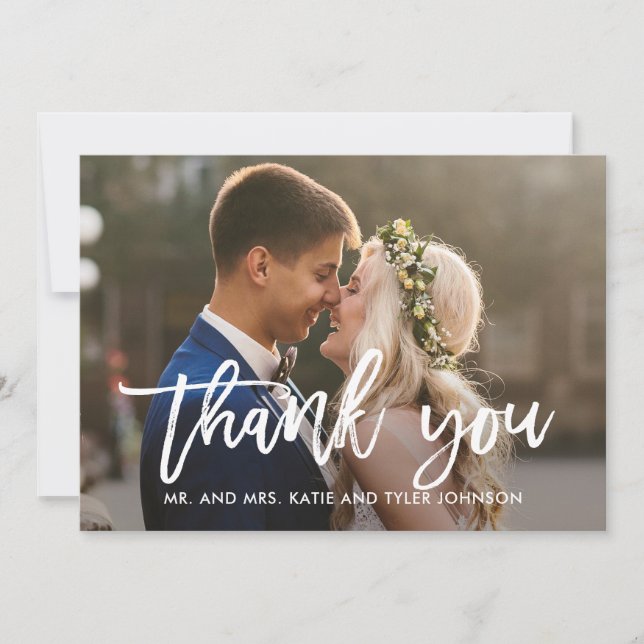 Brushed Calligraphy EDITABLE COLOR Thank You Card (Front)