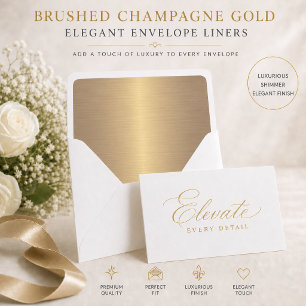 Brushed Champagne Gold Elegant Wedding Envelope Liner