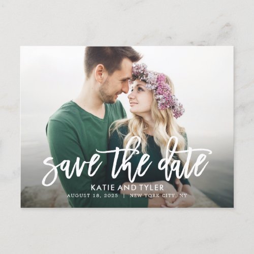 Brushed Charm CUSTOM COLOR Save The Date Postcard