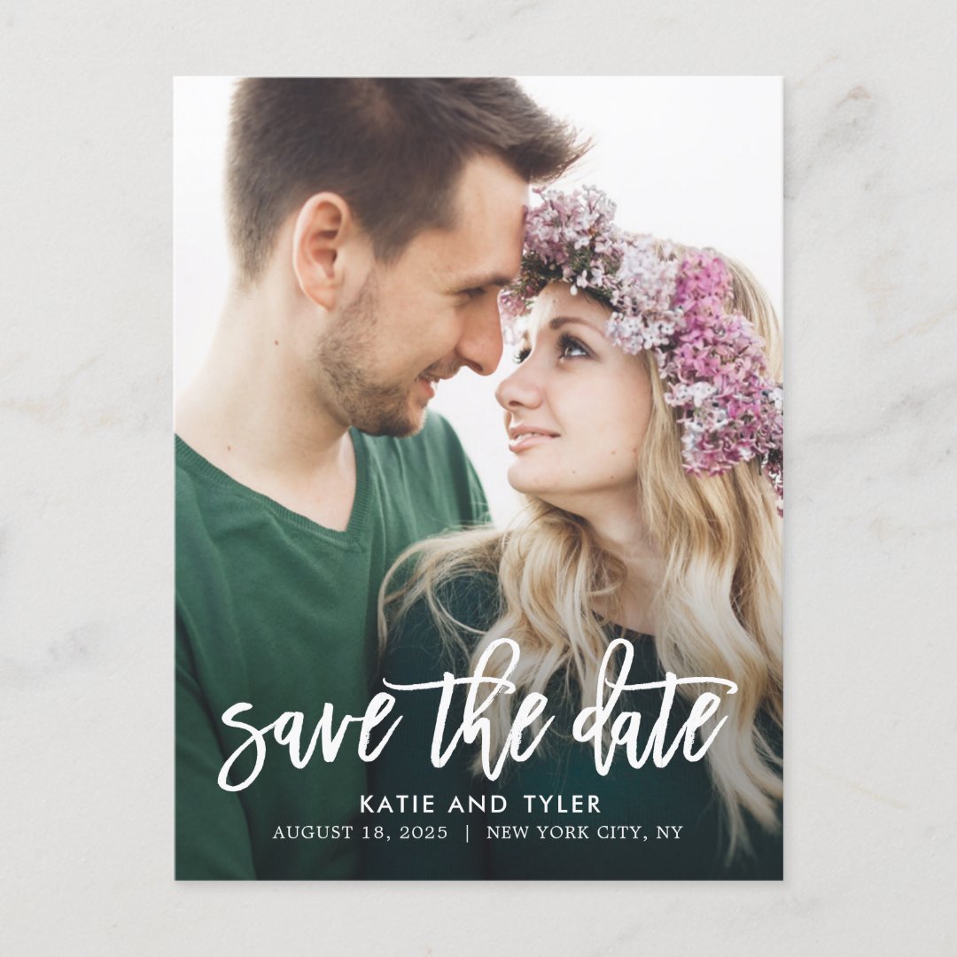 Brushed Charm CUSTOM COLOR Save The Date Postcard | Zazzle