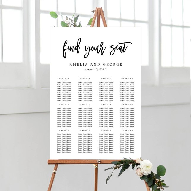 Brushed Charm EDITABLE COLOR Seating Chart Faux Canvas Print (Creator Uploaded)