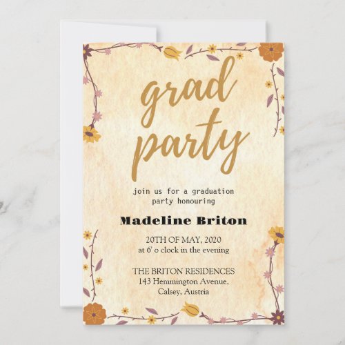 Brushed Charm Graduation Party Invitation