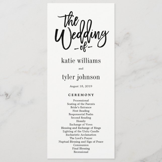 Brushed Charm Wedding Ceremony Program (Front)