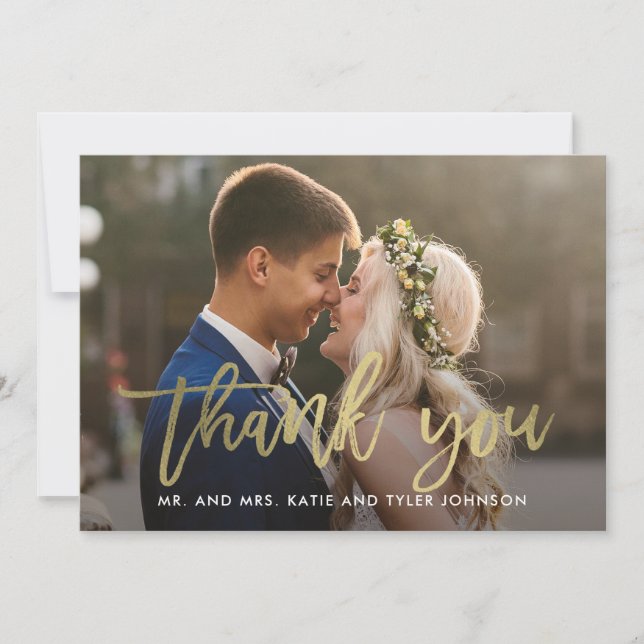 Brushed Charm Wedding Thank You Card Faux Foil (Front)