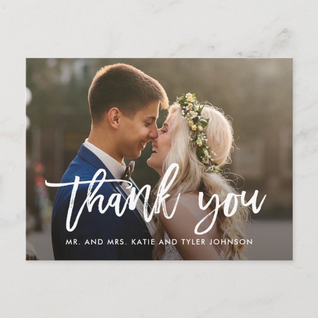 Brushed Charm Wedding Thank You Card Postcard (Front)