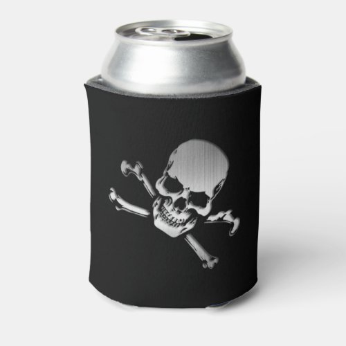 Brushed Chrome Cutout Skull Can Cooler