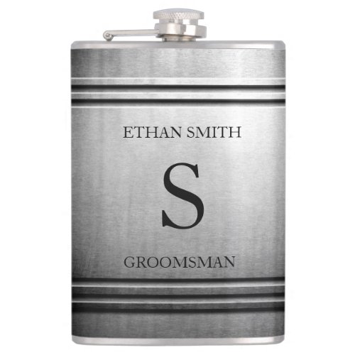 Brushed Chrome Sleek Personalized Flask for HIM