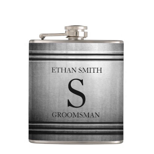 Brushed Chrome Sleek Personalized Flask for HIM