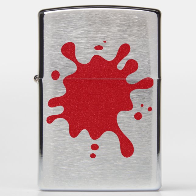 Brushed Chrome Zippo® – Tomato Red Ink Splash Zippo Lighter (Front)