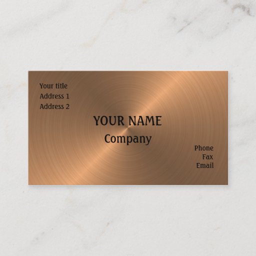 Customizable Brushed Copper Business Card Templates