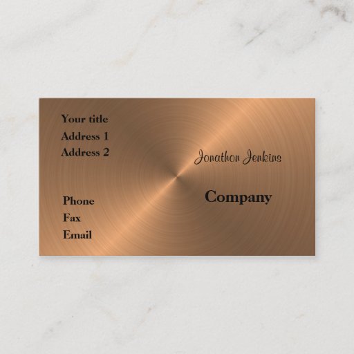 Customizable Brushed Copper Business Card Templates