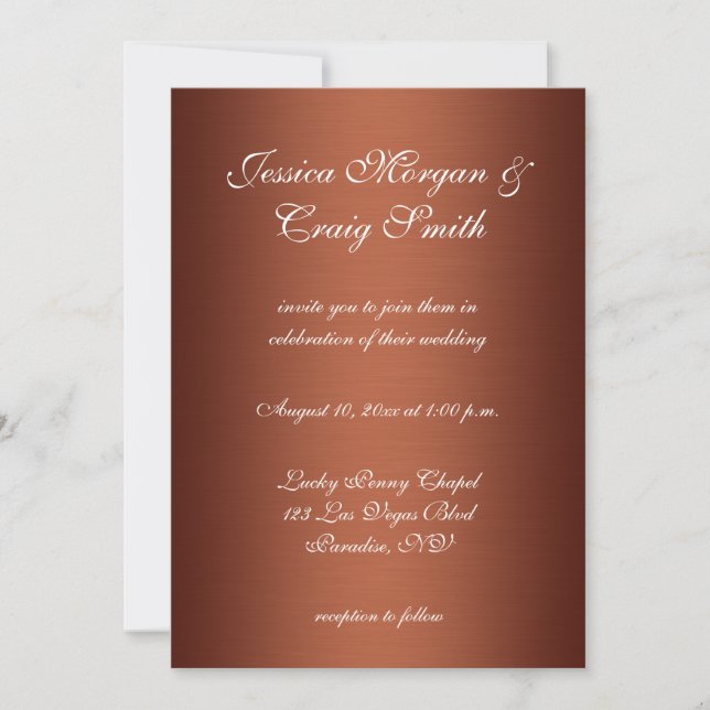 Brushed Copper Dark Ombre Wedding Invitation (Front)