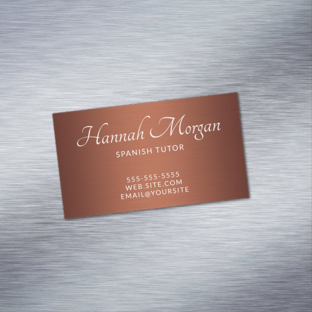 Brushed Copper Elegant Ombre Business Card Magnet (In Situ)