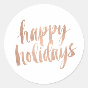 Brushed Copper Happy Holidays Closure Sticker
