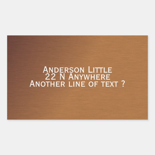 Brushed Copper Look 2 Custom Text Rectangular Sticker (Front)