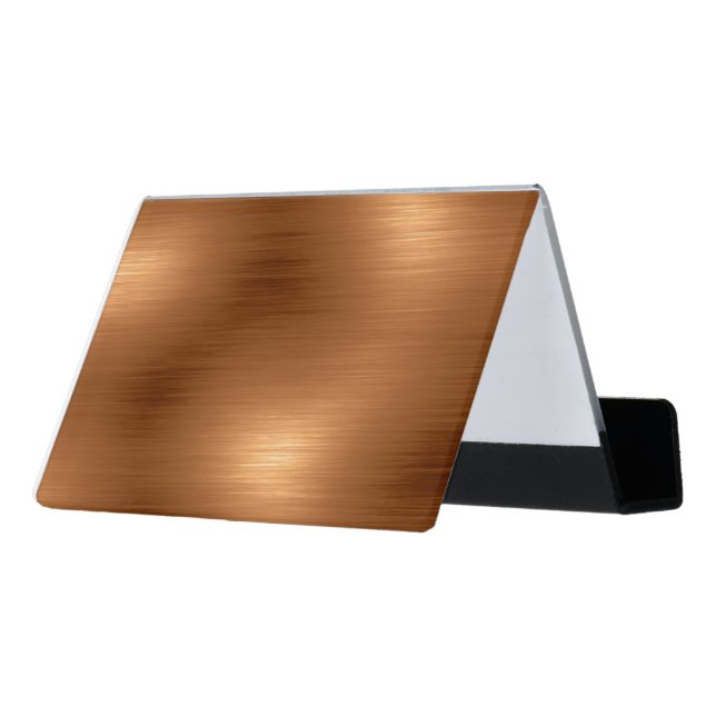 Brushed Copper Look Desk Business Card Holder (Angled Back)