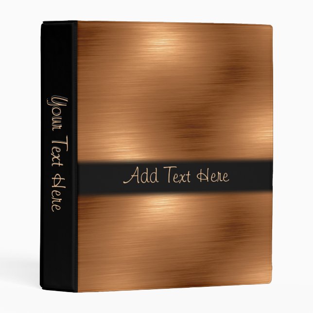 Brushed Copper Look Personalized Mini Binder (Front/Spine)